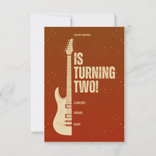 Rock-n-Roll Two Birthday Invite Einladung (Vorderseite)