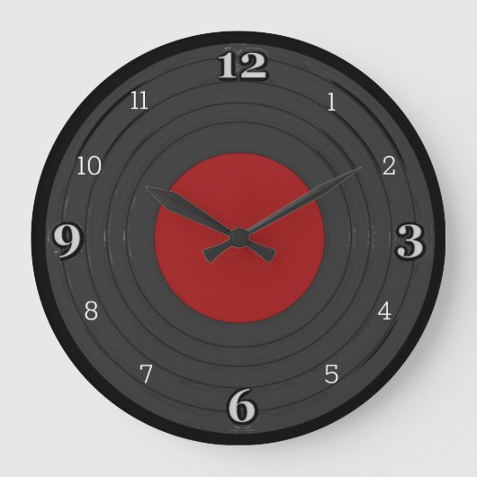 Rock N Roll Vinyl Record Große Wanduhr (Vorderseite)