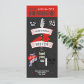 Rock n' Roll Wedding Ticket individuelle Einladung (Stehend Vorderseite)