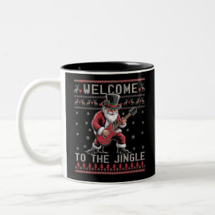 Rock n Roll Weihnachten Rocker Santa hässlicher We Zweifarbige Tasse
