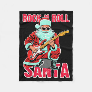 Rock N Roll Weihnachtsmann spielt Gitarre Weihnach Fleecedecke