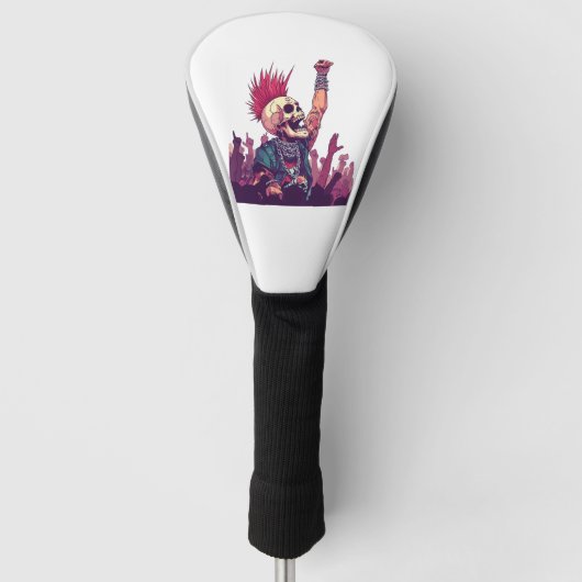 Rock N� Schädel � Lustiger Punk-Skelett-Konzert Golf Headcover (Vorderseite)
