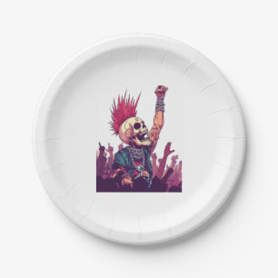 Rock N � Skull � Funny Punk Skeleton Konzert Pappteller