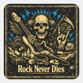 Rock Never Dies – Immortal Rock Spirit Quadratischer Aufkleber