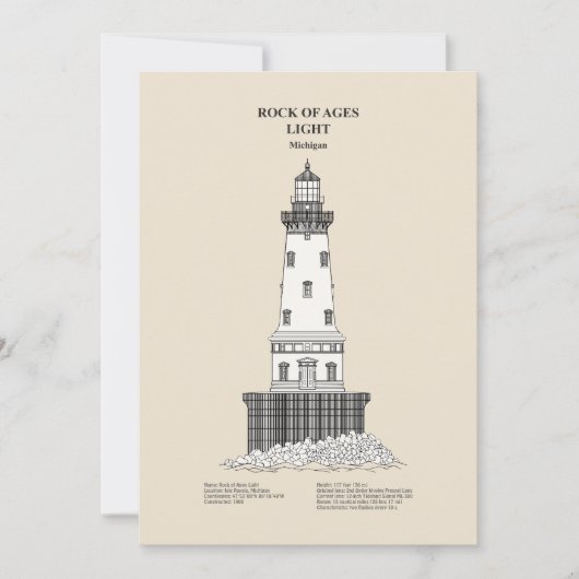 Rock of Ages Lighthouse - Michigan - SBD Dankeskarte (Vorderseite)