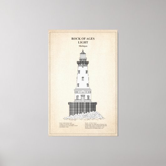 Rock of Ages Lighthouse - Michigan - SBD Leinwanddruck (Vorderseite)