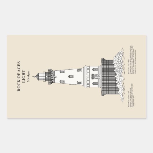 Rock of Ages Lighthouse - Michigan - SBD Rechteckiger Aufkleber (Vorderseite)