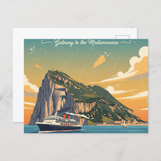 Rock of Gibraltar Reisen Art Vintage Poster Postkarte