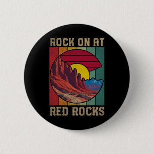 Rock On At Red Rocks Wandern Outdoor Colorado Flag Button