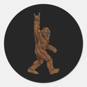 Rock on Bigfoot Sasquatch Lieben Rock und Roll Sun Runder Aufkleber