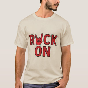 Rock On - Bold Red Typografy Music Design T-Shirt