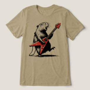 Rock On Capybara shreddert elektrische Gitarre Tri-Blend Shirt