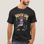 Rock On Cool Chimp With Sunglasseshrowing Rock gif T-Shirt (Vorderseite)