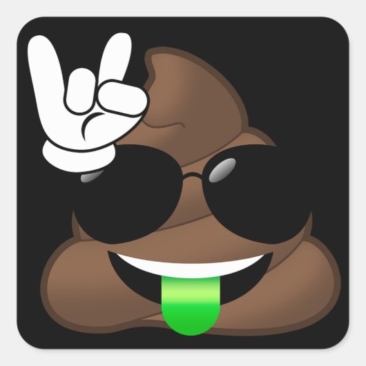 Rock on Emoji Gekackt Quadratischer Aufkleber (Vorderseite)