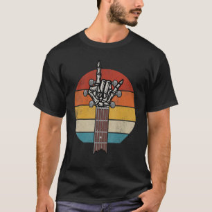 Rock On Gitarre Neck Rock & Roll Skeleton Hand Vin T-Shirt