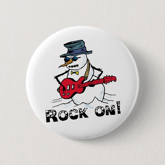 Rock On Gitarre Snowman spielen Button (Vorderseite)