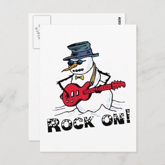 Rock On Gitarre Snowman spielen Postkarte (Vorne/Hinten)
