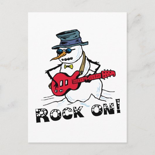 Rock On Gitarre Snowman spielen Postkarte (Vorderseite)
