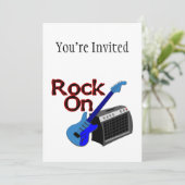 Rock on Guitar & Amp Einladung (Stehend Vorderseite)