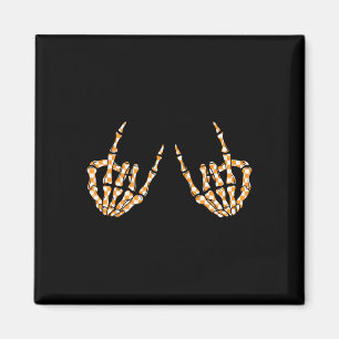 Rock on Halloween Kegelmuster Skeletthand Magnet