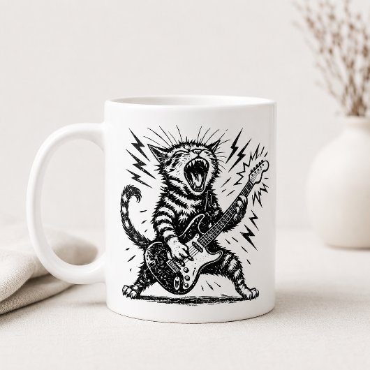 Rock On Heavy Metal Gitarrenkatze Kaffeetasse