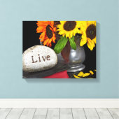 Rock on Heilige Bibel mit Sonnenblumen Leinwanddruck (Insitu (Holzboden))