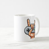 Rock On Retro Controller Gamer Hand Sign Tasse (VorderseiteRechts)