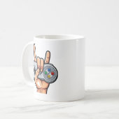 Rock On Retro Controller Gamer Hand Sign Tasse (Vorderseite Links)