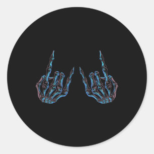 Rock On Rock Star Buddy Konzert - Halloween Skelet Runder Aufkleber