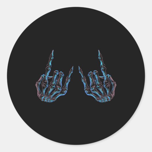 Rock On Rock Star Buddy Konzert - Halloween Skelet Runder Aufkleber (Vorderseite)