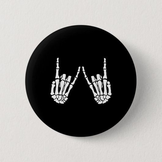 Rock On Rock Star Skeleton Hands Halloween-Kostüm Button (Vorderseite)