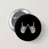 Rock On Rock Star Skeleton Hands Halloween-Kostüm Button (Vorne & Hinten)