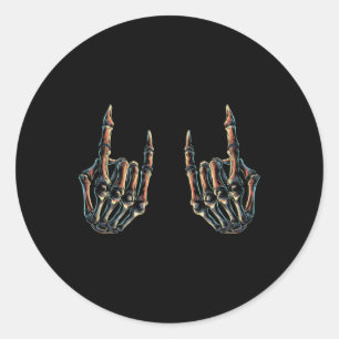 Rock On Rock Star Skeleton Hands - Konzert Bynd Gr Runder Aufkleber