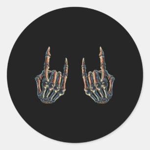 Rock On Rock Star Skeleton Hands - Konzert Bynd Gr Runder Aufkleber