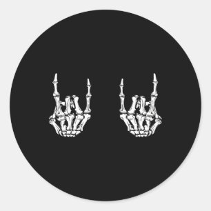 Rock On Rock Star Skeleton Hands Rocker Funny Hall Runder Aufkleber