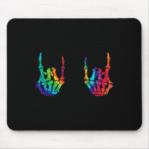 Rock On Rock Star Skeleton Hands Rocker Halloween Mousepad