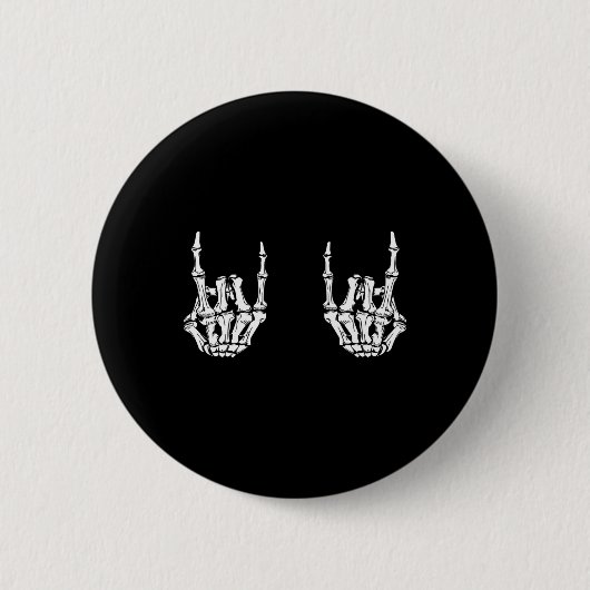 Rock On Rock Star Skeleton Hands Rocker Spaß Hallo Button (Vorderseite)