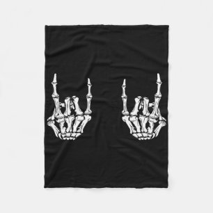 Rock On Rock Star Skeleton Hands Rocker Spaß Hallo Fleecedecke