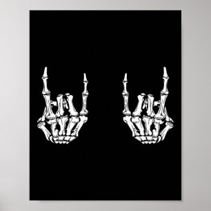 Rock On Rock Star Skeleton Hands Rocker Spaß Hallo Poster