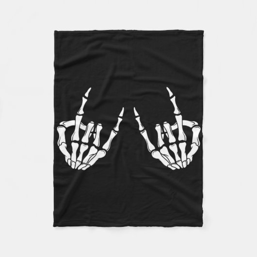 Rock On Rock Star Skeleton Hands Rocker Spooky Hal Fleecedecke (Vorderseite)