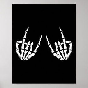 Rock On Rock Star Skeleton Hands Rocker Spooky Hal Poster