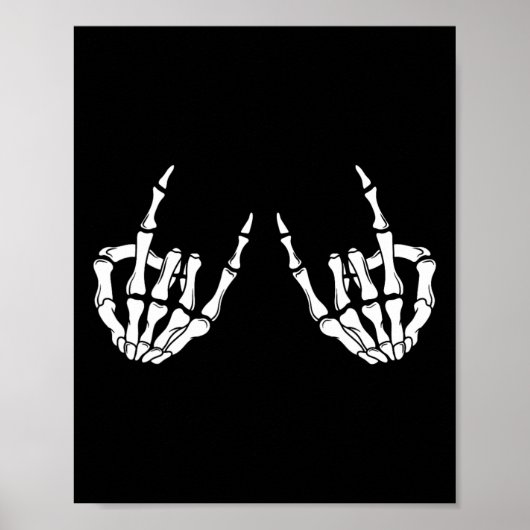 Rock On Rock Star Skeleton Hands Rocker Spooky Hal Poster (Vorne)
