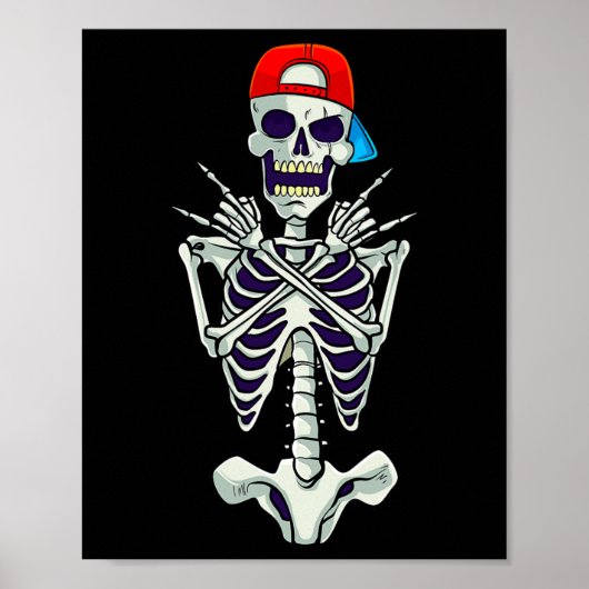Rock on Rocker Skeleton Hands Kostüm Funny Hallow Poster (Vorne)