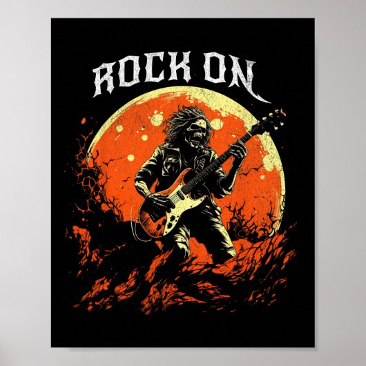 Rock on Skeleton Gitarrenrock und Roll Hall Poster (Vorne)
