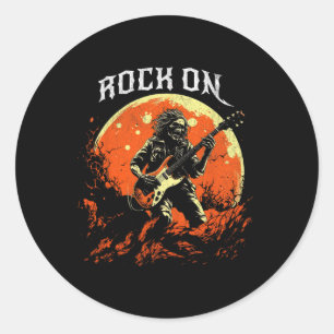 Rock on Skeleton Gitarrenrock und Roll Hall Runder Aufkleber
