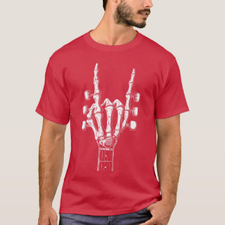 Rock On Skeleton Hand Gitarre Rock Roll Männer Fra T-Shirt