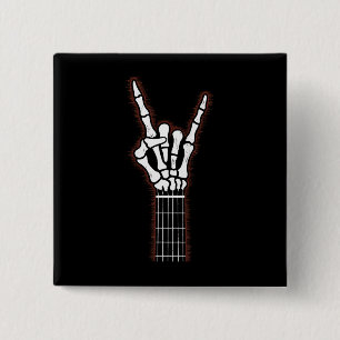 Rock on Skeleton Hand Gitarrengeschenke Button