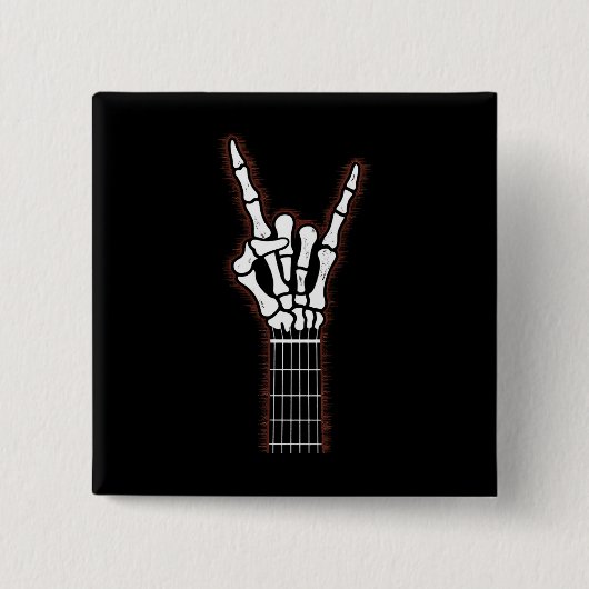 Rock on Skeleton Hand Gitarrengeschenke Button (Vorderseite)
