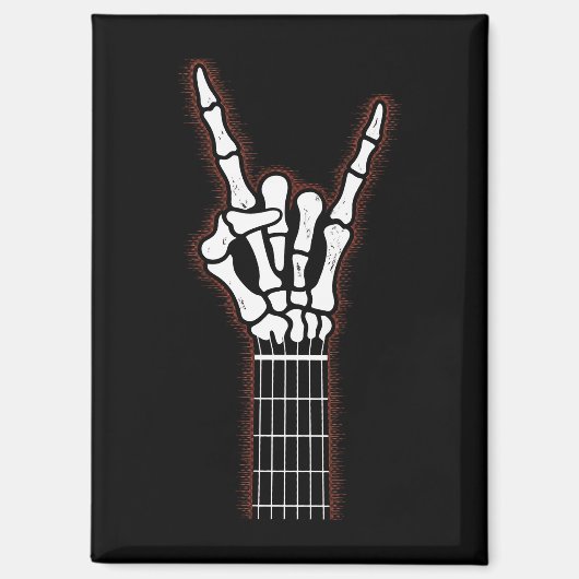 Rock on Skeleton Hand Gitarrengeschenke Magnet (Vorderseite)