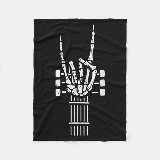 Rock On Skeleton Hand Guitar Guitarist Funny Music Fleecedecke (Vorderseite)